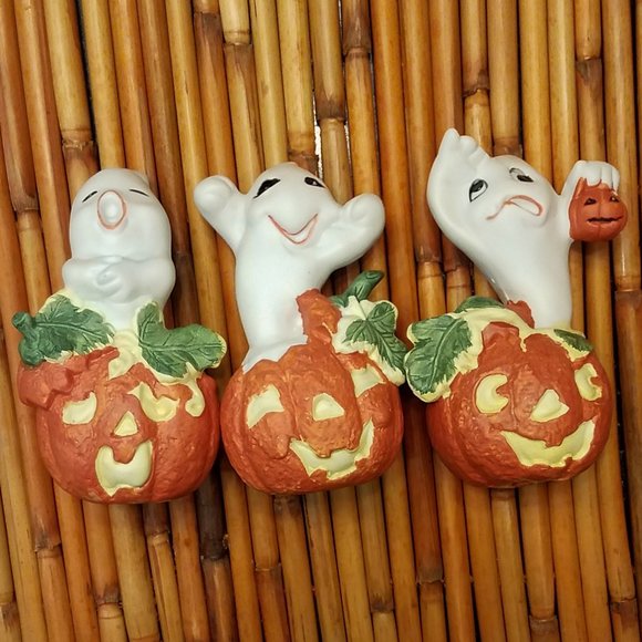 Vintage Halloween Ceramic Ghosts Set - Picture 2 of 5